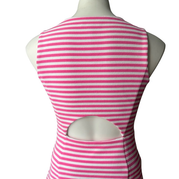 Lilly Pulitzer Whiting Hotty Pink Ottoman Stripe Cut Out Jersey Shift Dress,Sz 6 - Picture 11 of 15